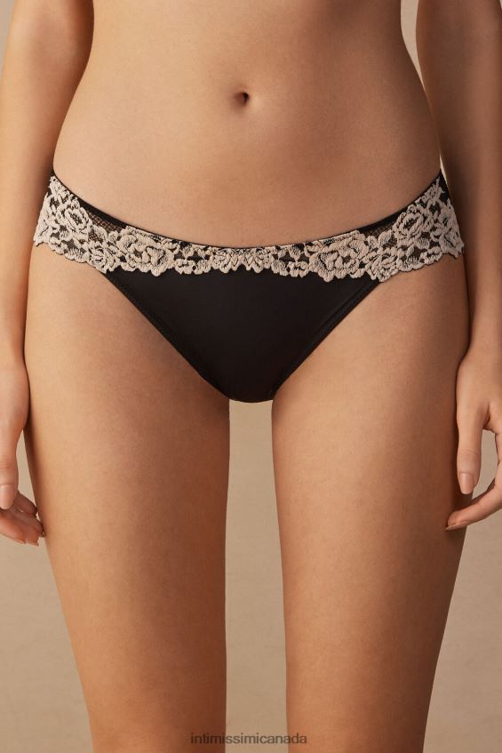 Underwear CA Intimissimi Women Pretty Flowers Briefs 9887-Black/Ivory DD6R6T1152