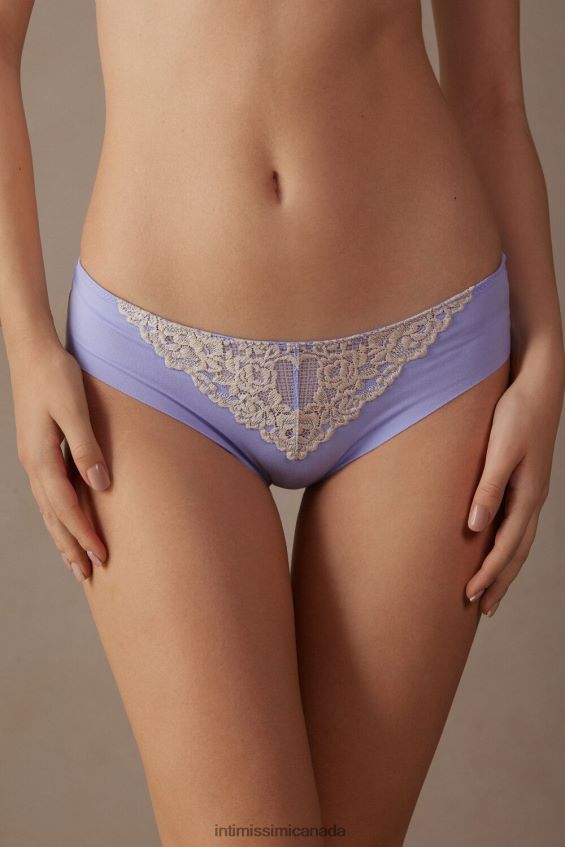 Underwear CA Intimissimi Women Pretty Flowers Seamless Cotton Briefs 214J-Sweet Lavender/Ivory DD6R6T962