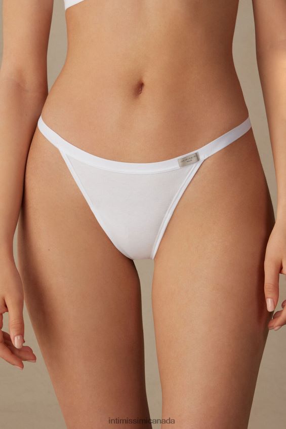 Underwear CA Intimissimi Women Cotton Thong with Side Straps 001-White DD6R6T1028