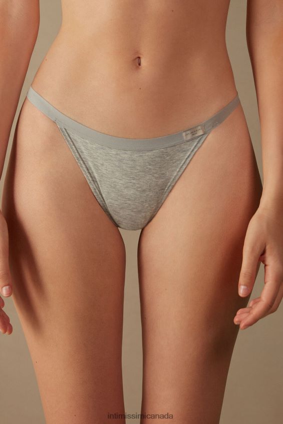 Underwear CA Intimissimi Women Cotton Thong with Side Straps 031-Light Grey Melange DD6R6T1020