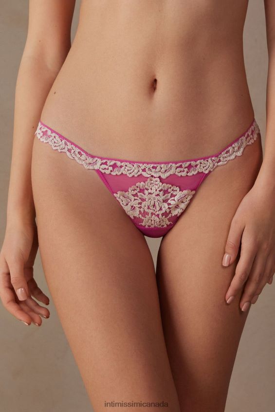 Underwear CA Intimissimi Women Pretty Flowers Thong with Side Straps 213J-Valentine Pink/Ivory DD6R6T973