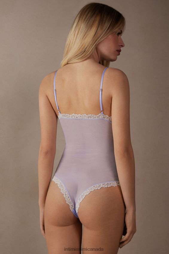 Apparel CA Intimissimi Women Pretty Flowers Lace and Tulle Body 214J-Sweet Lavender/Ivory DD6R6T1216