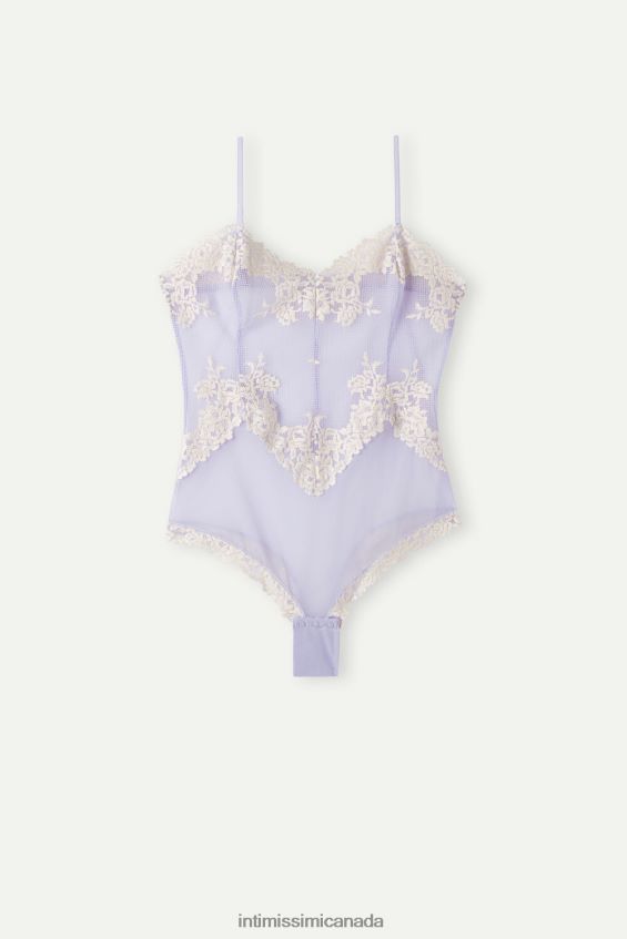 Apparel CA Intimissimi Women Pretty Flowers Lace and Tulle Body 214J-Sweet Lavender/Ivory DD6R6T1216