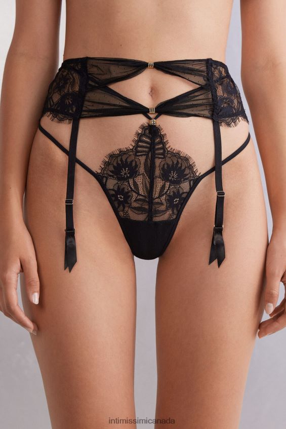 Apparel CA Intimissimi Women Sensual Flowers Suspender Belt 019-Black DD6R6T884