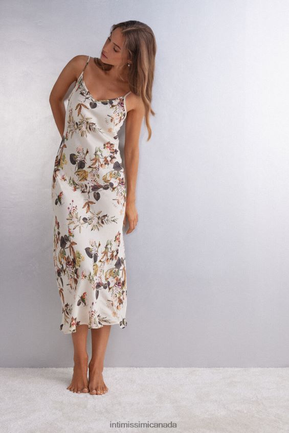 Apparel CA Intimissimi Women Autumn Botanics Long Viscose Satin Slip 999I-St.Autumn Botanics DD6R6T1211