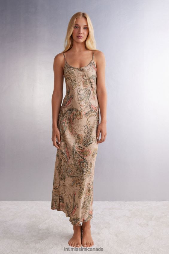 Apparel CA Intimissimi Women Golden Goddess Full-length Viscose Satin Slip 342J-St.Golden Goddess DD6R6T1203