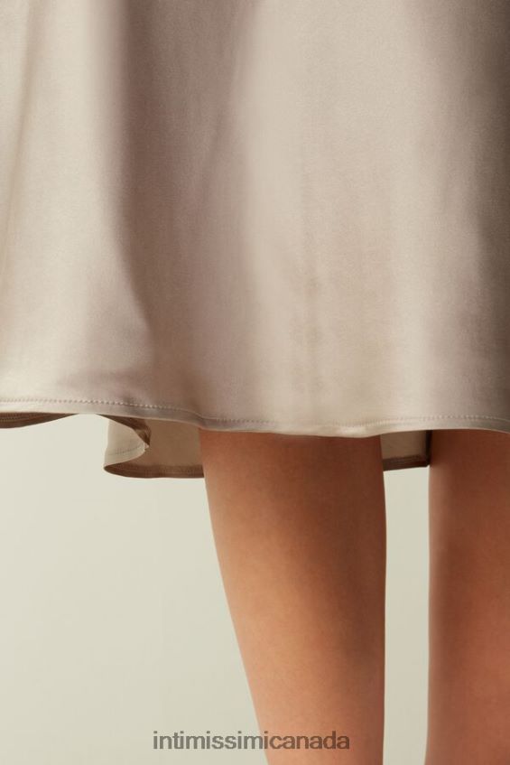 Apparel CA Intimissimi Women Midi-Length Slip in Silk 651I-Powder Beige DD6R6T1237