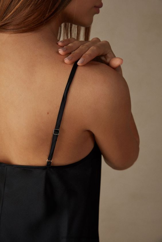 Apparel CA Intimissimi Women Silk Slip 019-Black DD6R6T1252