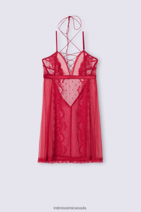 Apparel CA Intimissimi Women Sinful Fantasies Lace and Tulle Babydoll 9888-Sealing Wax Red DD6R6T1212