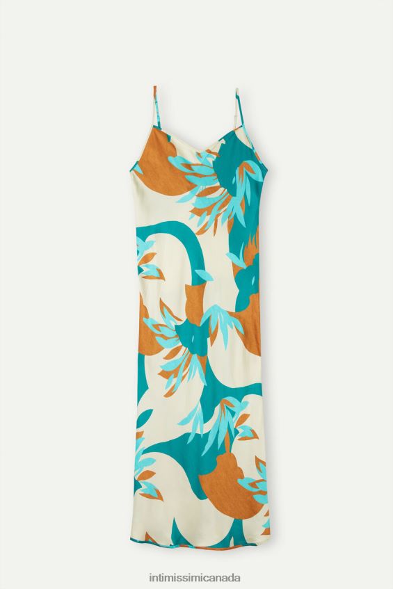 Apparel CA Intimissimi Women Summer Vibes Long Viscose Satin Slip 241J-Summer Vibes Print DD6R6T1214
