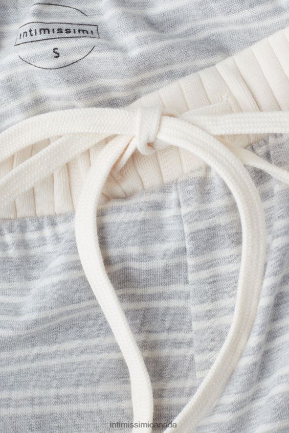 Apparel CA Intimissimi Women Casual Sunday Trousers 224J-Grey Melange/Vanilla Beige Stripe DD6R6T1563