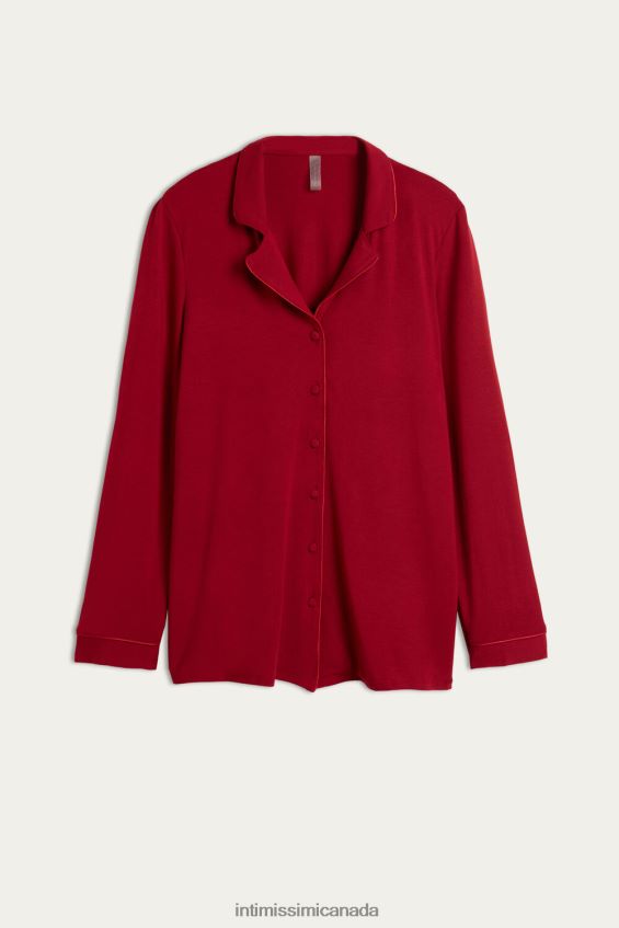 Apparel CA Intimissimi Women Long-Sleeve Micromodal Jacket 1473-Red DD6R6T1651