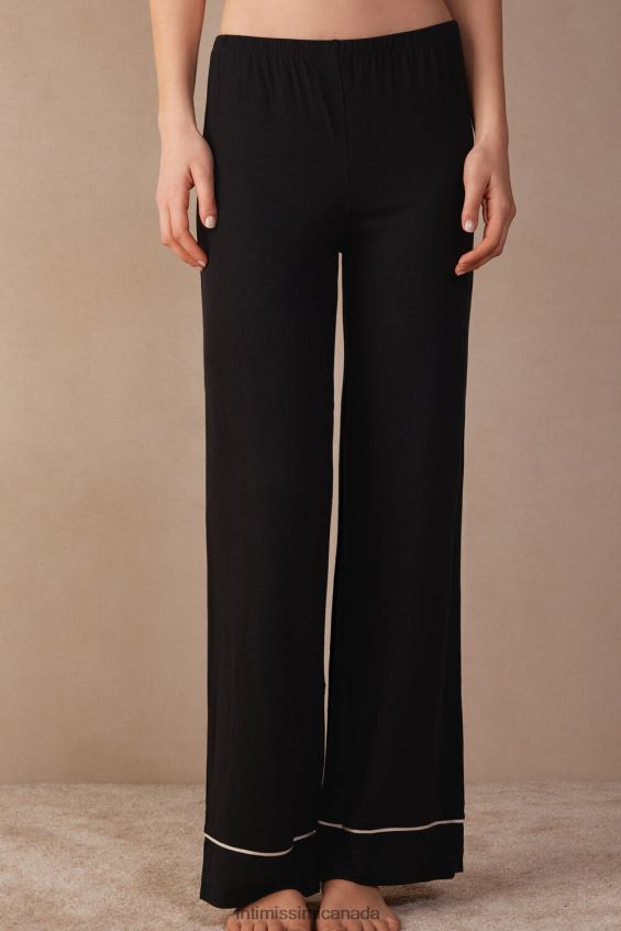 Apparel CA Intimissimi Women Pretty Flowers Full-Length Modal Trousers 9887-Black/Ivory DD6R6T1657