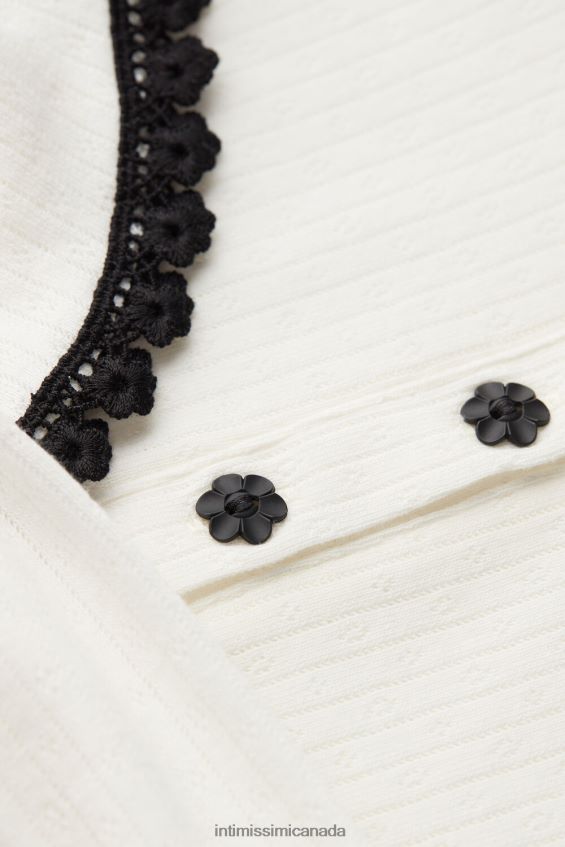 Apparel CA Intimissimi Women Pure Joy Long-Sleeved Grandad Top 2127-Powder White DD6R6T1557