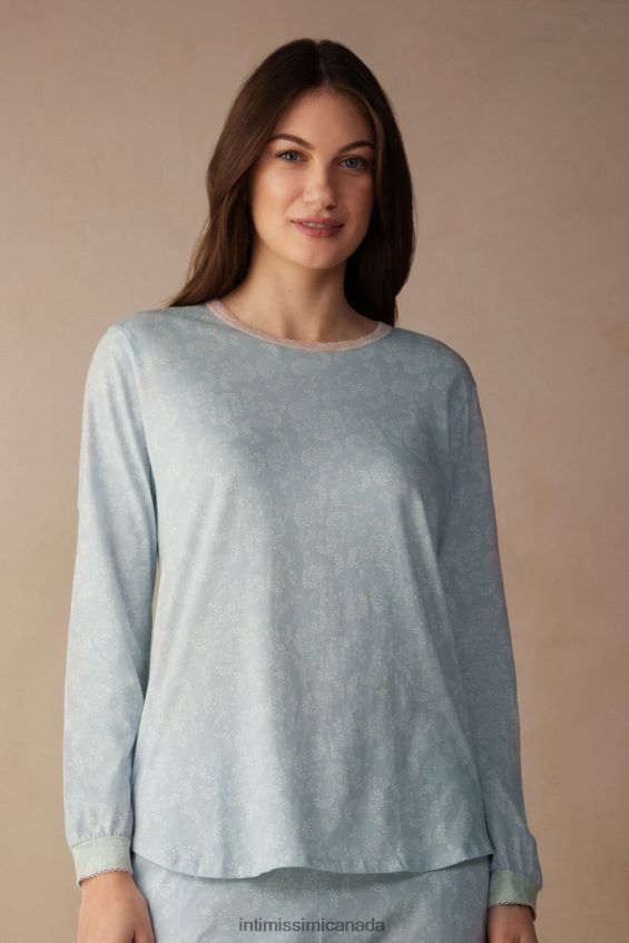 Apparel CA Intimissimi Women Romantic Cashmere Long-Sleeved Cotton Top 226J-Romantic Cashmere Print DD6R6T1543