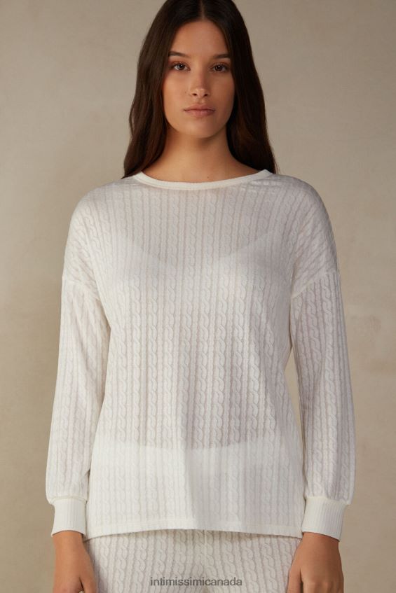 Apparel CA Intimissimi Women Timeless Heritage Long-Sleeved Jumper 2127-Powder White DD6R6T1600