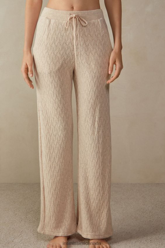 Apparel CA Intimissimi Women Winter Braid Full-Length Jacquard Trousers 2106-Beige Blend DD6R6T1611