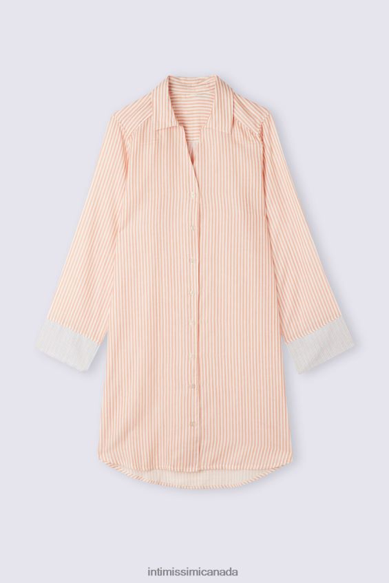 Apparel CA Intimissimi Women Neverending Summer Button-Up Nightdress 350J-Rust Stripes DD6R6T1493
