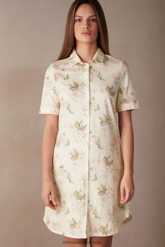 Apparel CA Intimissimi Women Scent of Roses Cotton Nightdress 205J-Scent Of Roses Print DD6R6T1550