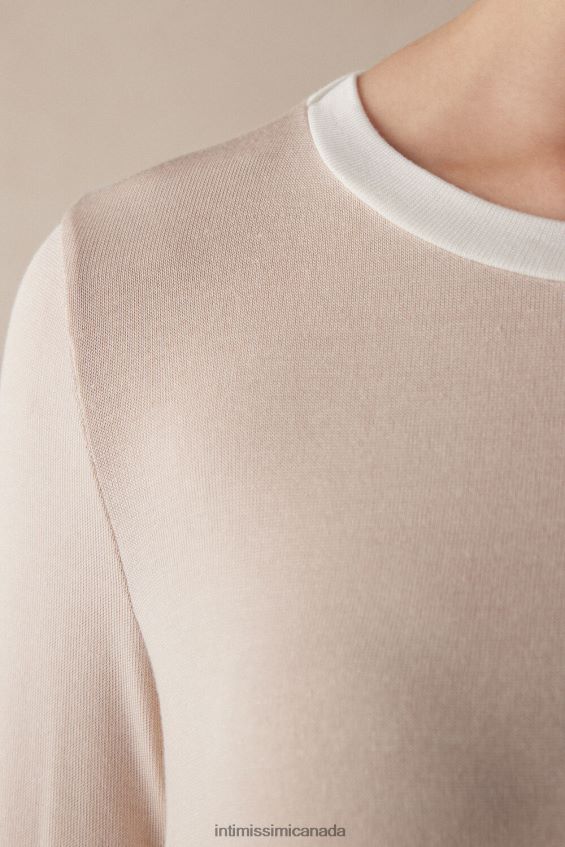 Apparel CA Intimissimi Women Simple Elegance Nightdress 227J-Silk Pink/Powder White DD6R6T1573