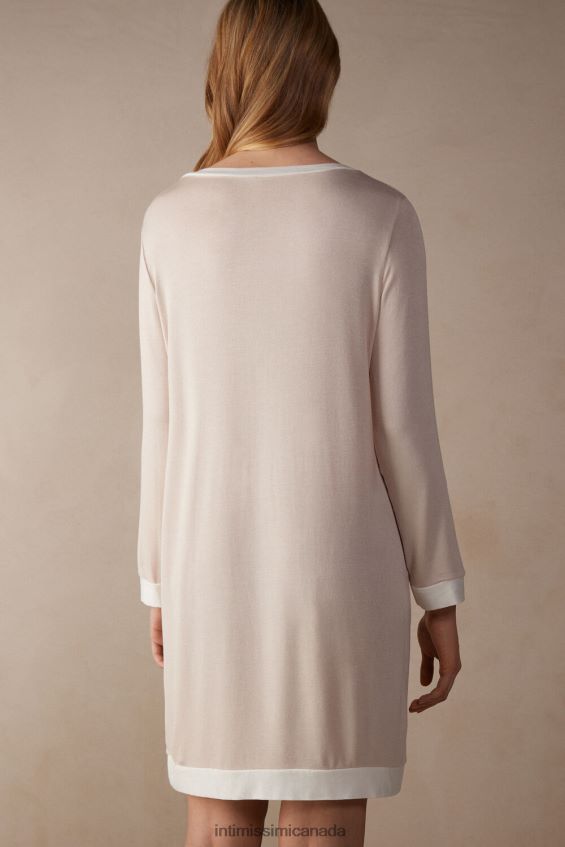 Apparel CA Intimissimi Women Simple Elegance Nightdress 227J-Silk Pink/Powder White DD6R6T1573