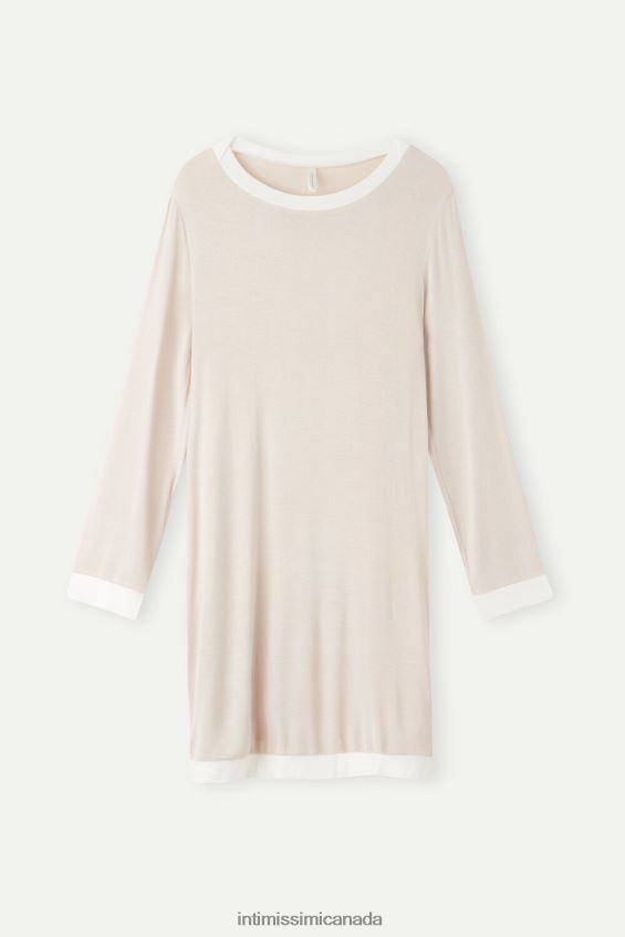 Apparel CA Intimissimi Women Simple Elegance Nightdress 227J-Silk Pink/Powder White DD6R6T1573