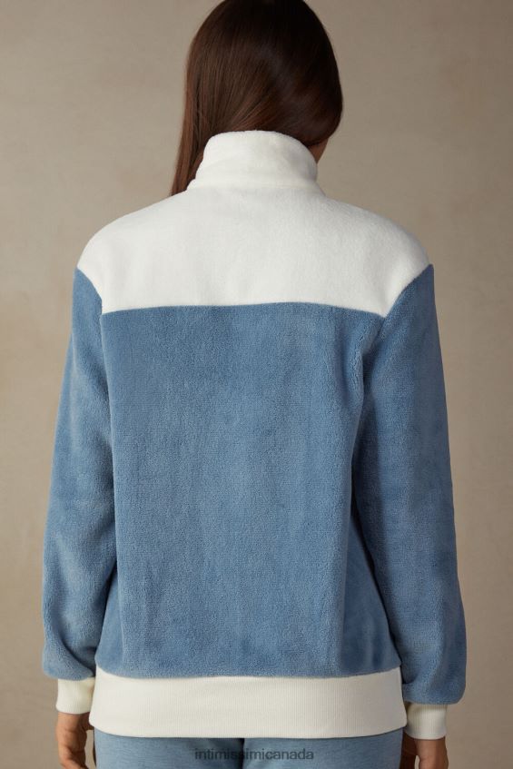 Apparel CA Intimissimi Women Colour Block Fleece Bomber 5878-Bianco DD6R6T1597