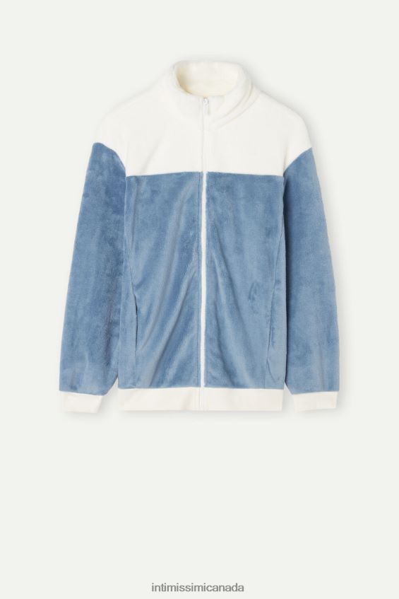 Apparel CA Intimissimi Women Colour Block Fleece Bomber 5878-Bianco DD6R6T1597