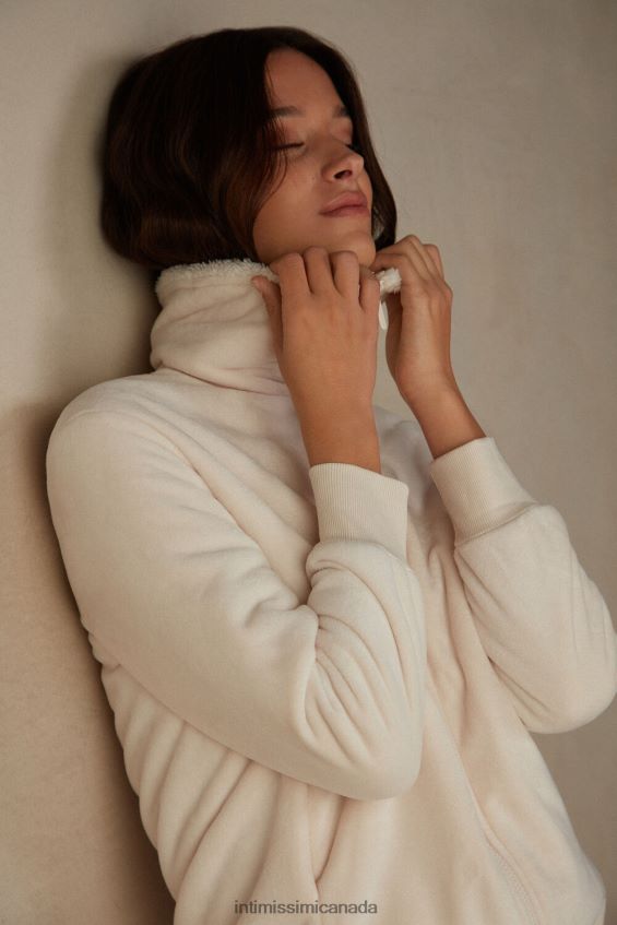 Apparel CA Intimissimi Women Lady from the Mountains Fleece Bomber Jacket 5105-Bianco Natural DD6R6T1598