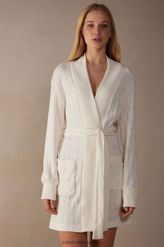 Apparel CA Intimissimi Women Lost in Fields Cable-Knit Dressing Gown 232J-Powder White DD6R6T1567