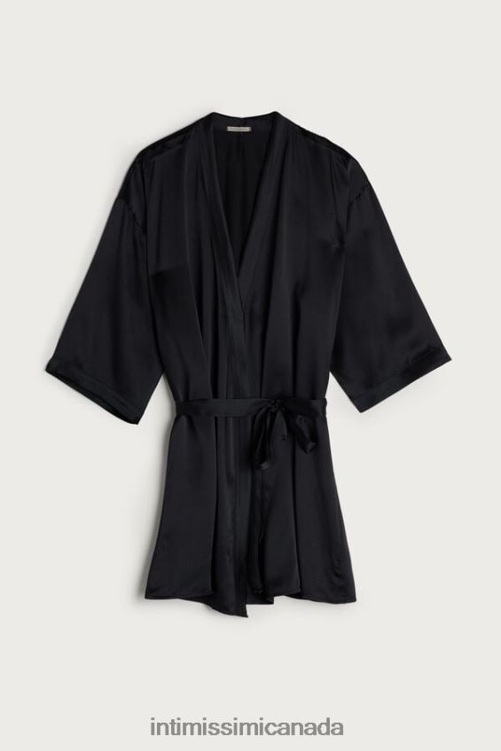 Apparel CA Intimissimi Women Silk Kimono 019-Black DD6R6T1679