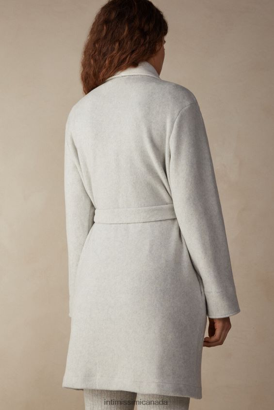 Apparel CA Intimissimi Women Warm Cuddles Dressing Gown 153J-Grey Melange/Cream DD6R6T1578