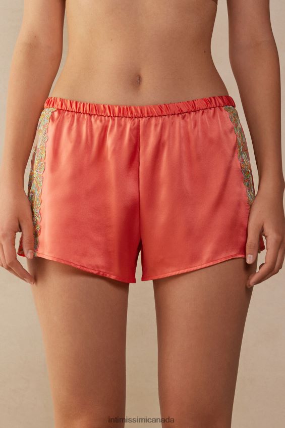 Apparel CA Intimissimi Women Candy Colors Silk Shorts 249J-Coral Red DD6R6T1519
