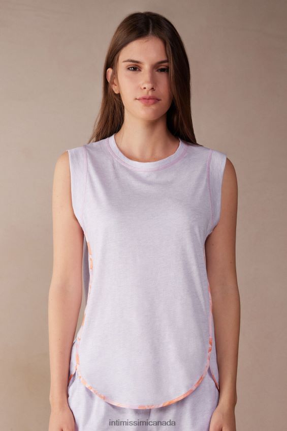 Apparel CA Intimissimi Women Iris and Apricot Ultrafresh Supima Cotton Vest Top 3059-Bianco DD6R6T1516