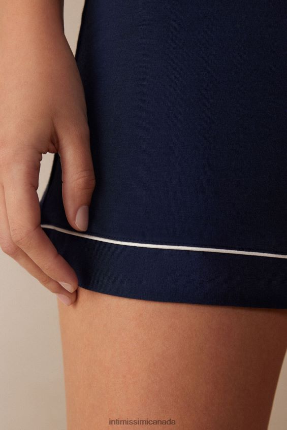 Apparel CA Intimissimi Women Modal Shorts with Contrasting Trim 1467-Intense Blue DD6R6T1535