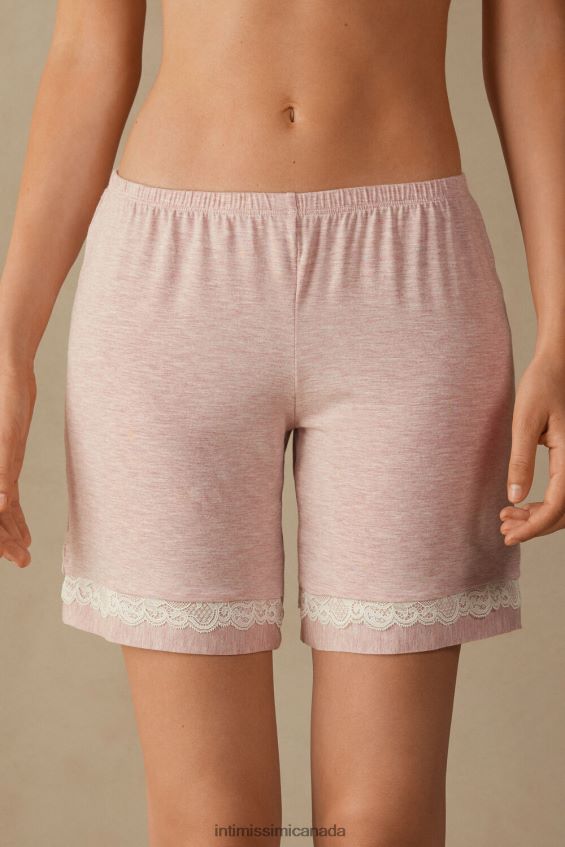Apparel CA Intimissimi Women Modal Shorts with Lace Details 008J-Light Pink Melange DD6R6T1637