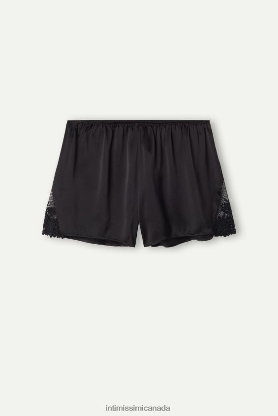 Apparel CA Intimissimi Women Pretty Flowers Silk Shorts 019-Black DD6R6T1640