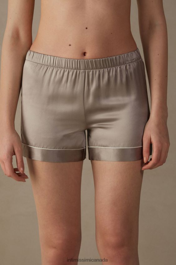 Apparel CA Intimissimi Women Silk Shorts with Contrasting Trim 651I-Powder Beige DD6R6T1639