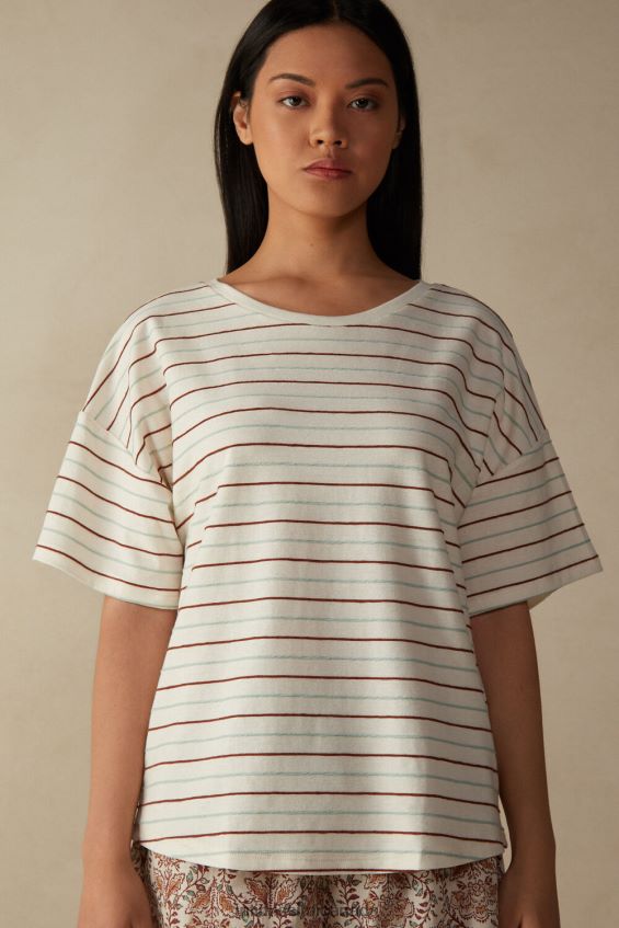 Apparel CA Intimissimi Women Spices Garden Short-Sleeved Cotton Top 004J-Riga Spices Garden DD6R6T1627