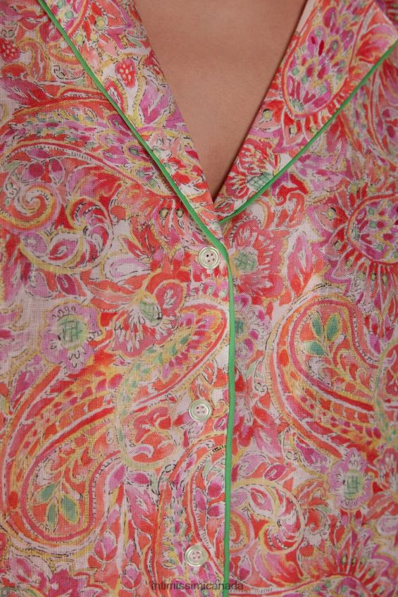 Apparel CA Intimissimi Women Summer Journey Short-Sleeved Linen Shirt 240J-Summer Cashmere Print DD6R6T1512