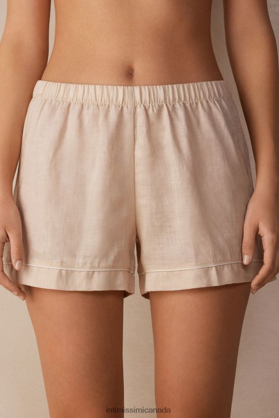 Apparel CA Intimissimi Women Yacht Night Linen Shorts 913I-Beige Rope DD6R6T1524