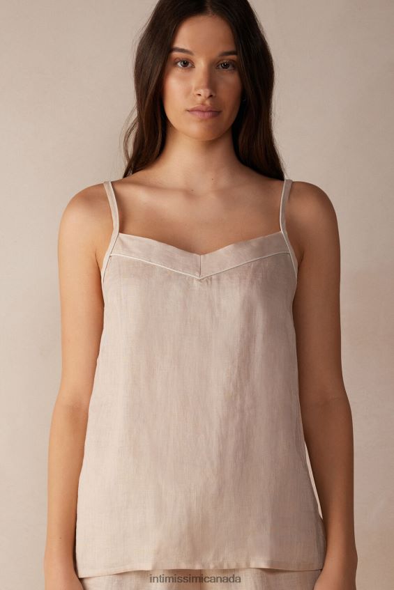 Apparel CA Intimissimi Women Yacht Night Linen Top 913I-Beige Rope DD6R6T1284
