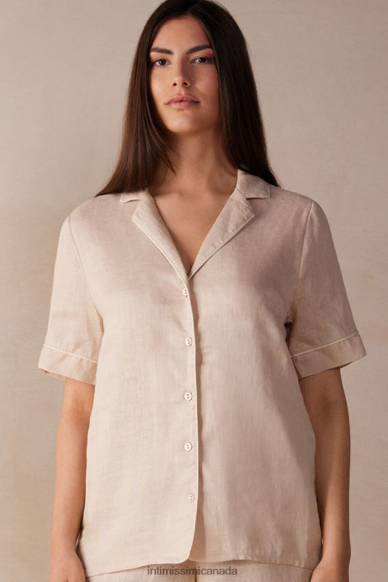 Apparel CA Intimissimi Women Yacht Night Short-Sleeved Shirt 913I-Beige Rope DD6R6T1530