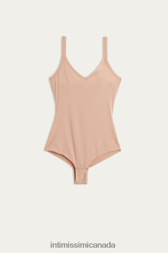 Apparel CA Intimissimi Women Ultralight Supima Cotton Vest Bodysuit 044-Soft Beige DD6R6T1403