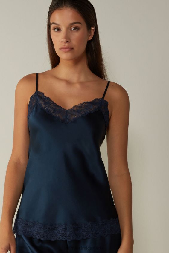 Apparel CA Intimissimi Women Lace and Silk Top 1467-Intense Blue DD6R6T1442