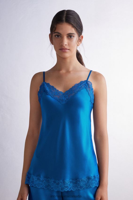 Apparel CA Intimissimi Women Lace and Silk Top 328J-Nautical Blue DD6R6T1268