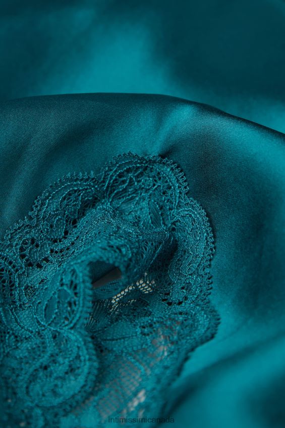 Apparel CA Intimissimi Women Lace and Silk Top 346J-Teal Blue DD6R6T1264