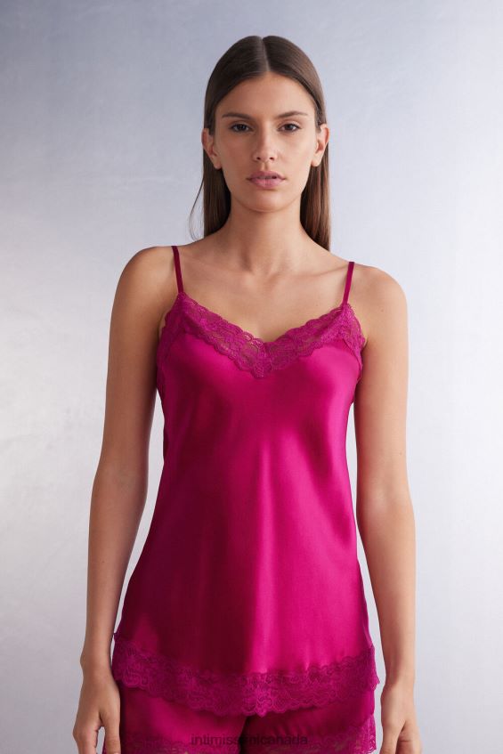 Apparel CA Intimissimi Women Lace and Silk Top 348J-Purple Orchid DD6R6T1260