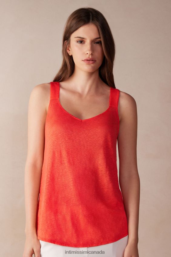 Apparel CA Intimissimi Women Linen Camisole 219J-Flame Scarlet DD6R6T1303