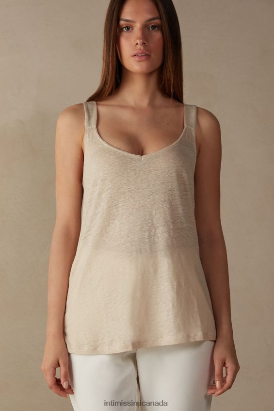 Apparel CA Intimissimi Women Linen Camisole 913I-Beige Rope DD6R6T1293